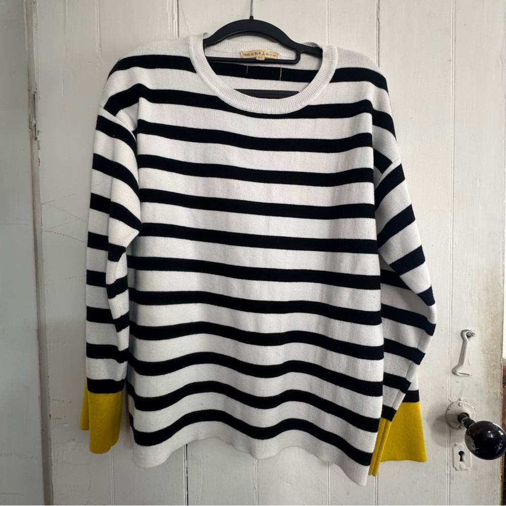 J.Crew Striped Sweater - Black, White, Yellow